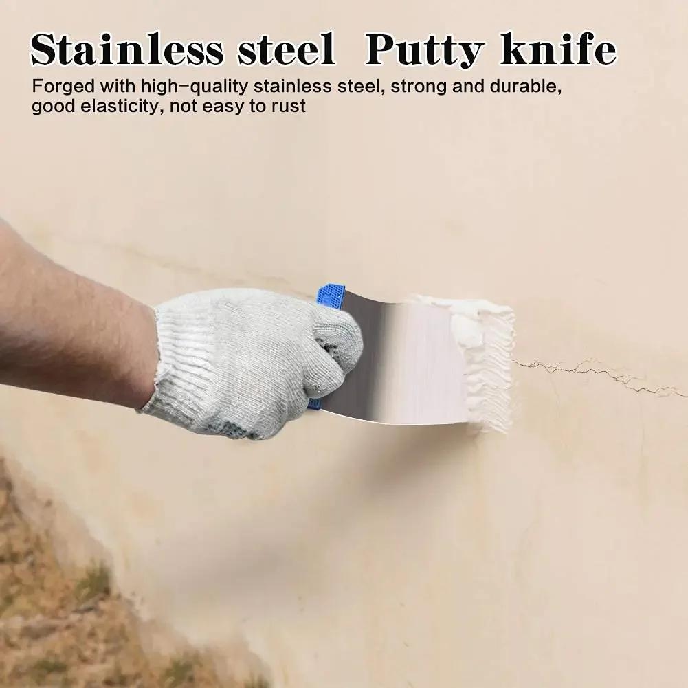 Lot de 4 outils de peinture sans manche, spatules à mastic, lames de nettoyage pour plâtre mural, ou