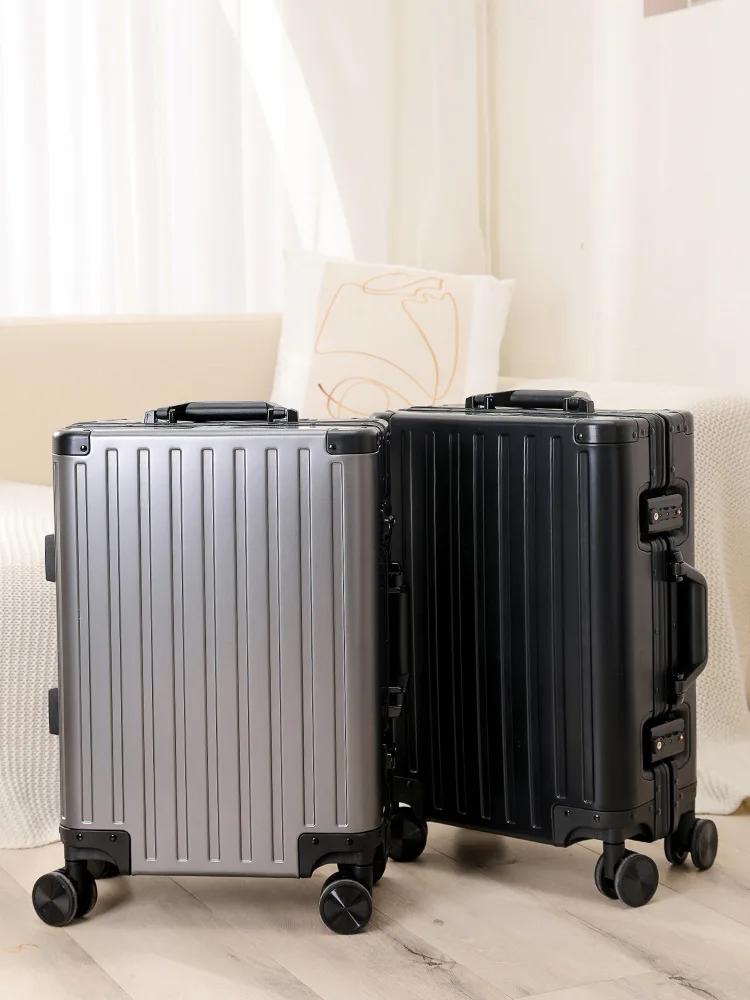 Valise en alliage d'aluminium et de magnésium pour hommes et femmes, étui à roulettes expressément e