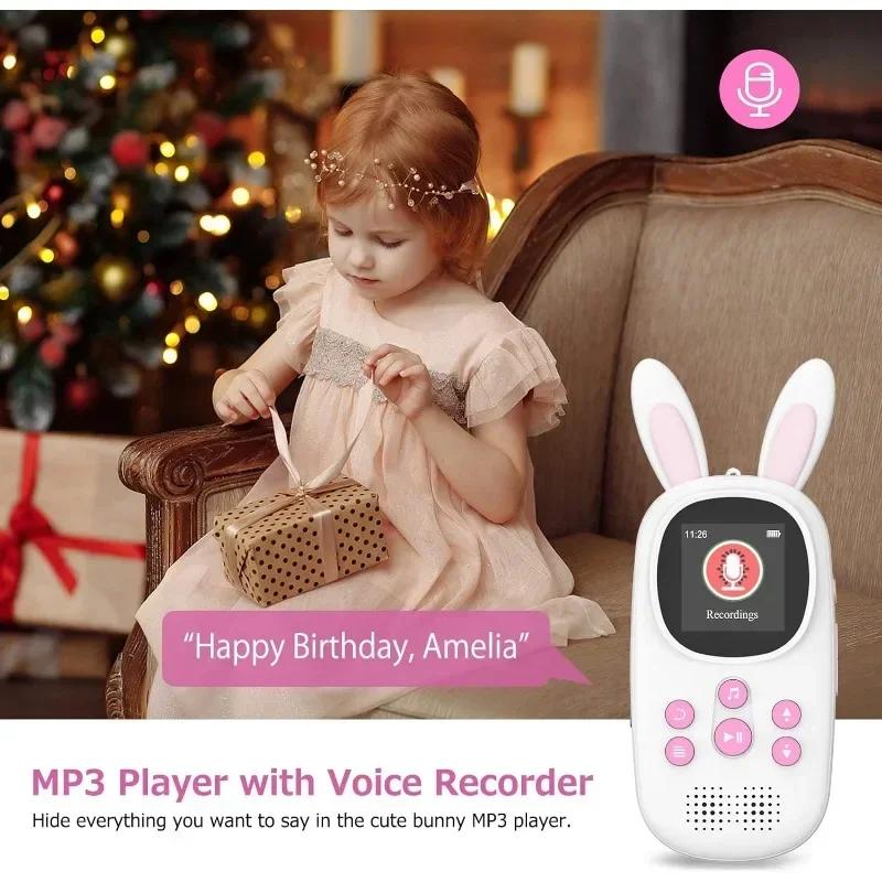 Lecteur de musique MP3 pour enfants, mignon lapin, lecteur de musique pour enfants avec BT, MP3 et M