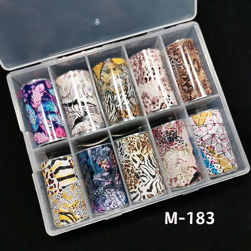 10 rouleaux de papier de transfert imprimé léopard, feuille pour Nail Art, décalcomanies de transfer