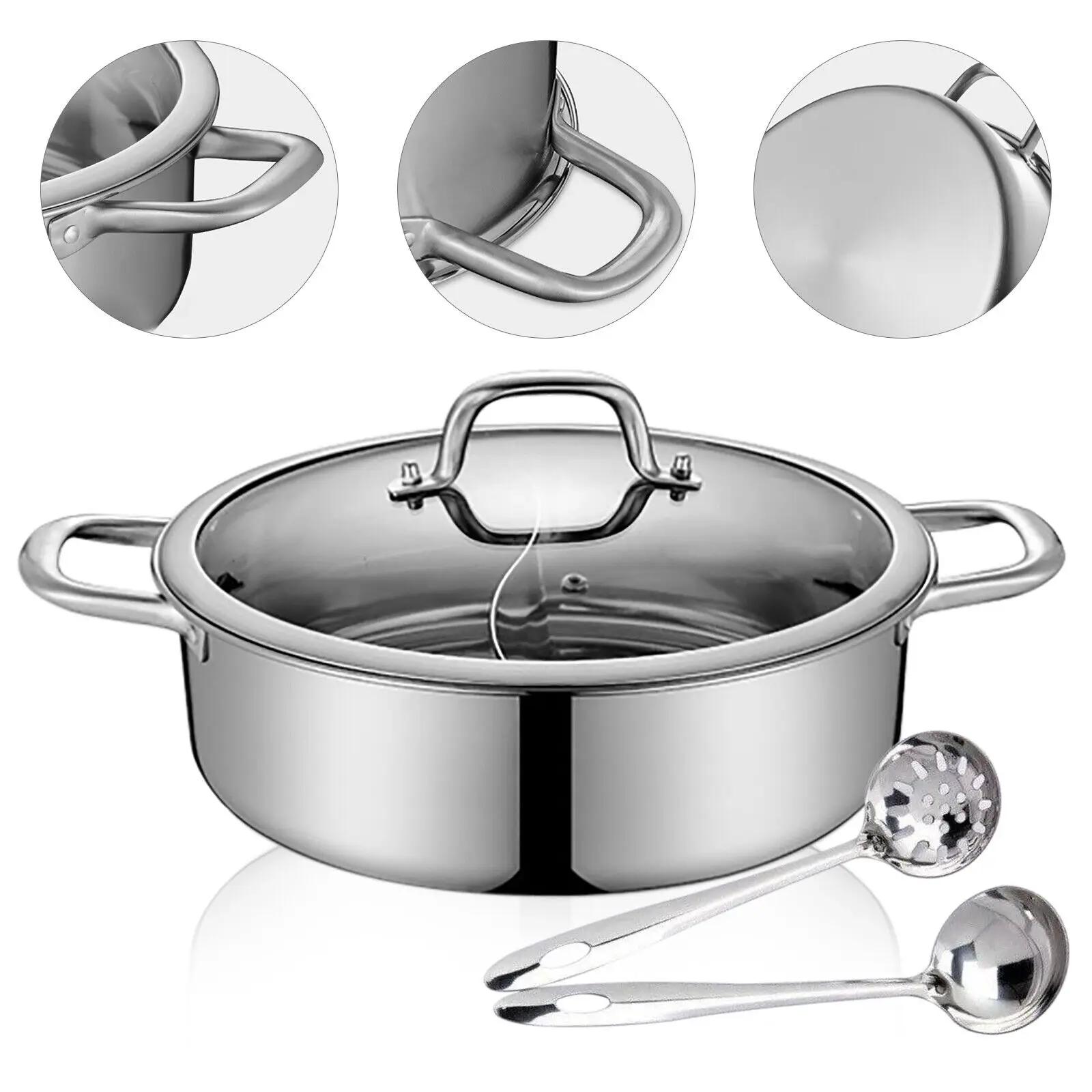 304 acier inoxydable Shabu Shabu diviseur double face cuisson soupe marmite avec couvercle