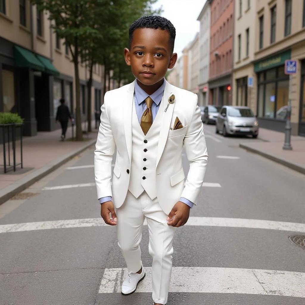 Ensemble de costume formel pour garçons de 3 à 16 ans, trois pièces, smoking élégant pour mariage, f