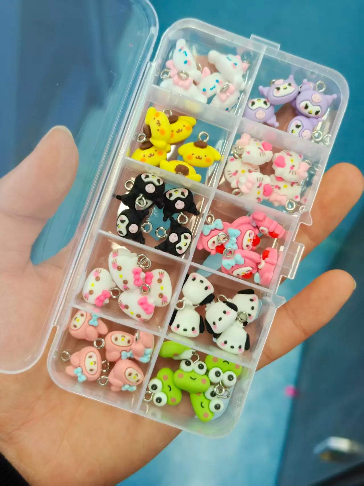 50 pièces de bijoux en résine de dessin animé Hello Kitty, mini pendentif 3D mat Cool Lomi et Mimoli