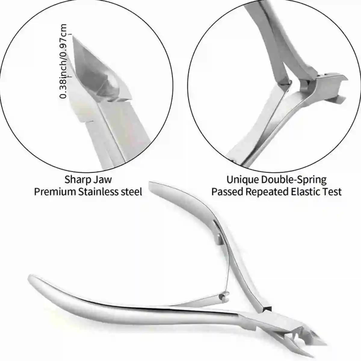 Coupe-ongles professionnel en acier inoxydable, ciseaux, pince multifonction, poussoir à cuticules,