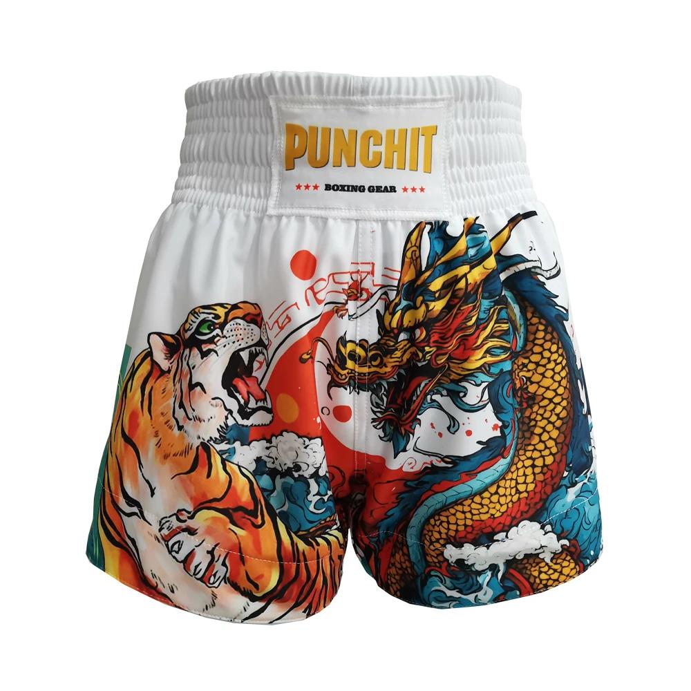 Punchit-Short Muay Thai respirant pour homme et femme, pantalon d'entraînement MMA, kick boxing, jeu
