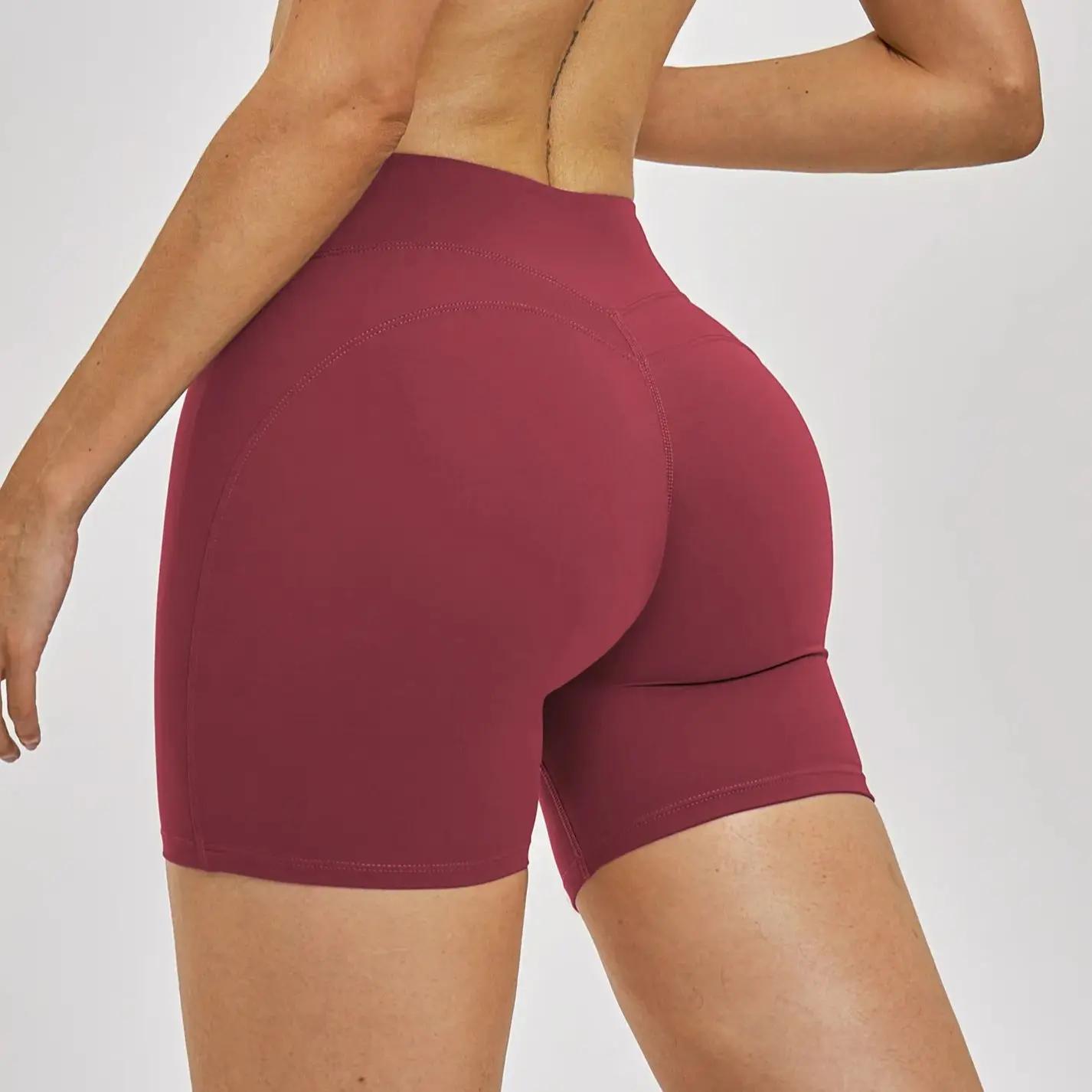 Ningyu Short de sport pour femme, moulant, taille haute, pour la course, le cyclisme, l'entraînement
