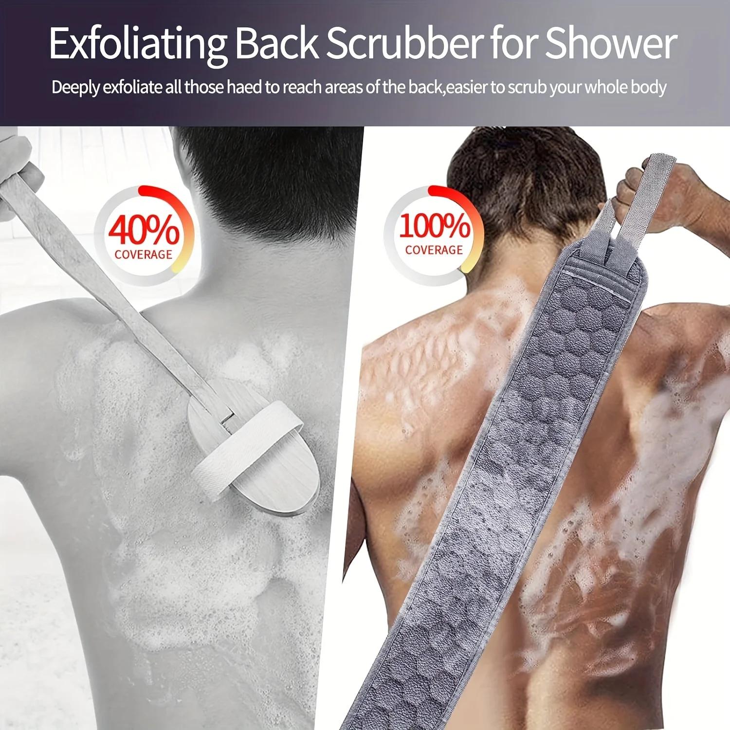 Ensemble d'épurateur corporel exfoliant – comprend un épurateur de dos, un gant de bain et une épong