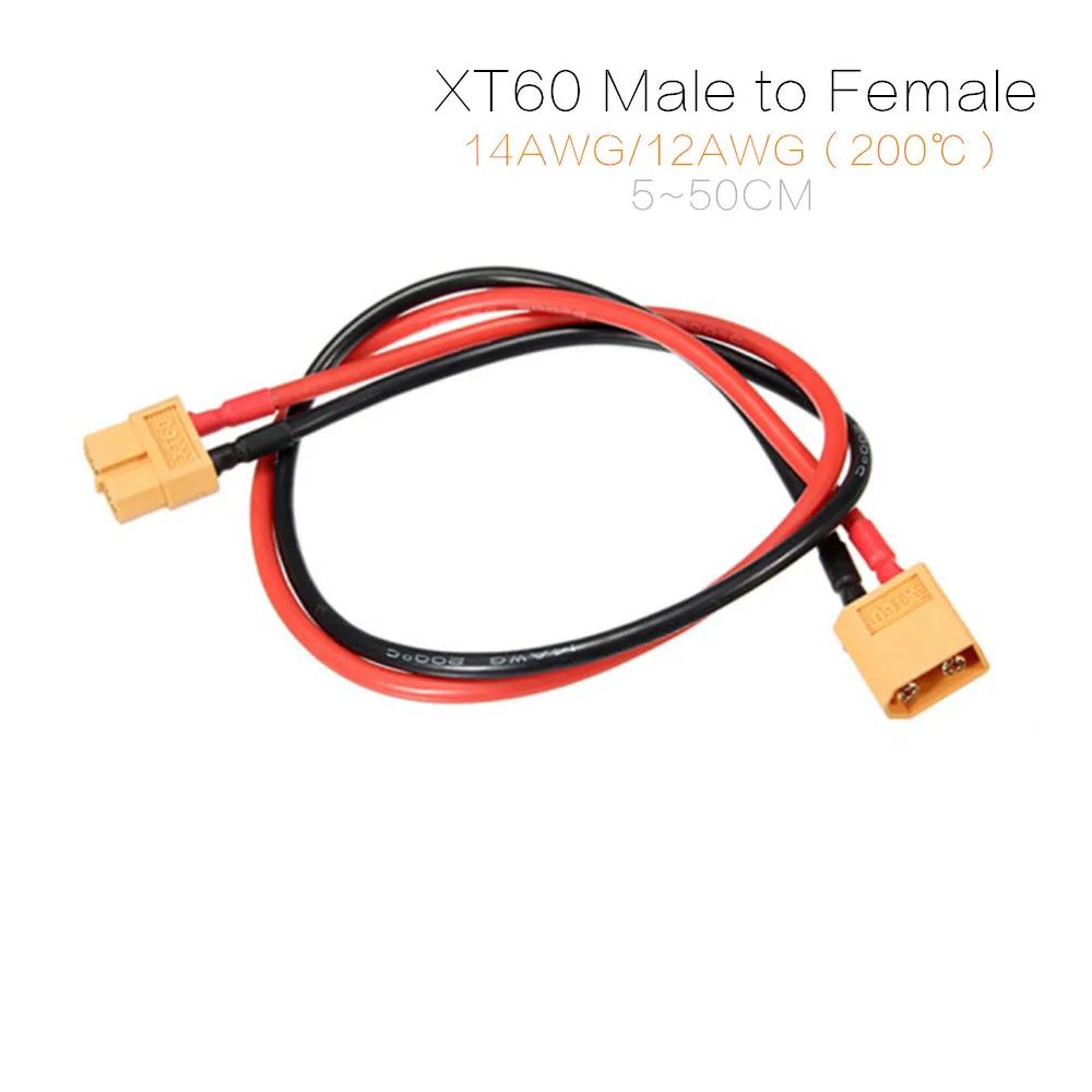 Câble d'extension de connecteur XT60, 1 pièce, prise mâle à femelle, fil en Silicone 14awg 12awg 5 ~