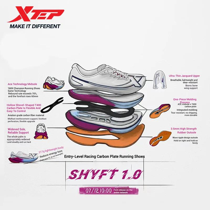 Xtep Shyft 1.0 chaussures de course professionnelles pour hommes 2025 été Marathon amortisseur plaqu