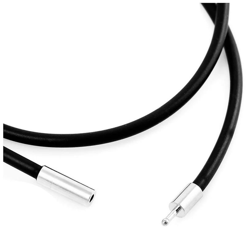 Collier en ULde peau pour homme, collier en alliage, noir, argent, largeur 2mm, longueur 51cm