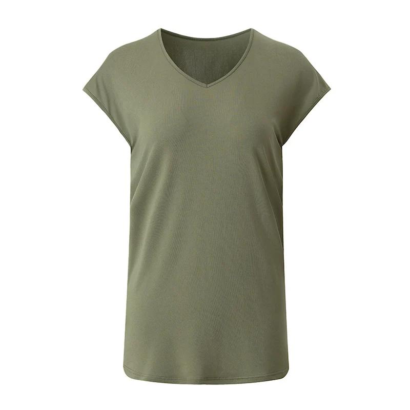 4/1 pièce été automne femmes couleur unie basique polyvalent à manches courtes T-shirt sport décontr