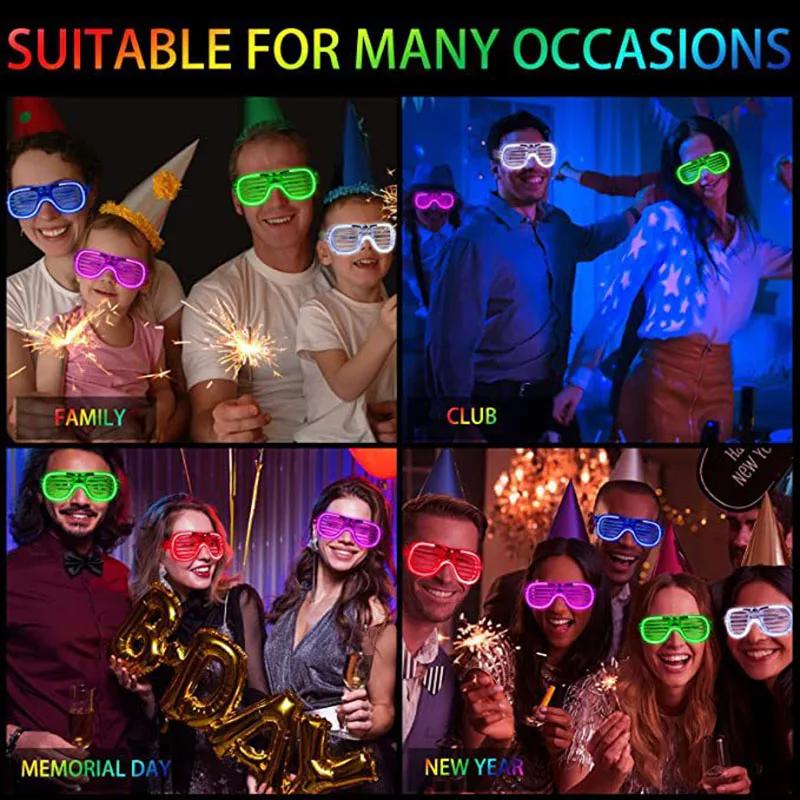 Lunettes de soleil néon phosphorescentes pour fête d'anniversaire et de mariage, lumière LED, faveur