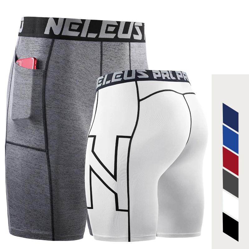Short de course pour hommes avec collants de poche, vêtements de sport, Fitness, séchage rapide, bas