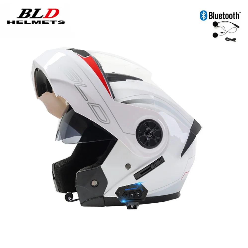 Casque de moto modulaire rabattable, double visière, Bluetooth Safrty, équitation, puzzles complets,
