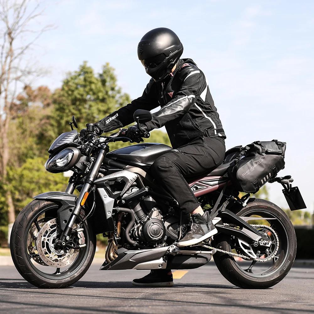 Sac selle moto Rhinowalk 18L étanche - Bagage latéral 9L+9L pour Honda Suzuki Yamaha KTM