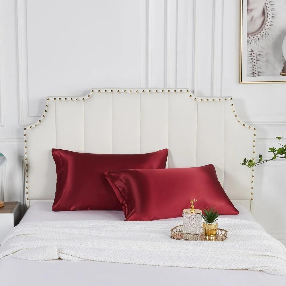 Taie d'oreiller nordique en soie, blanc, noir, gris, kaki, bleu, rose, argent, taies de luxe, décora