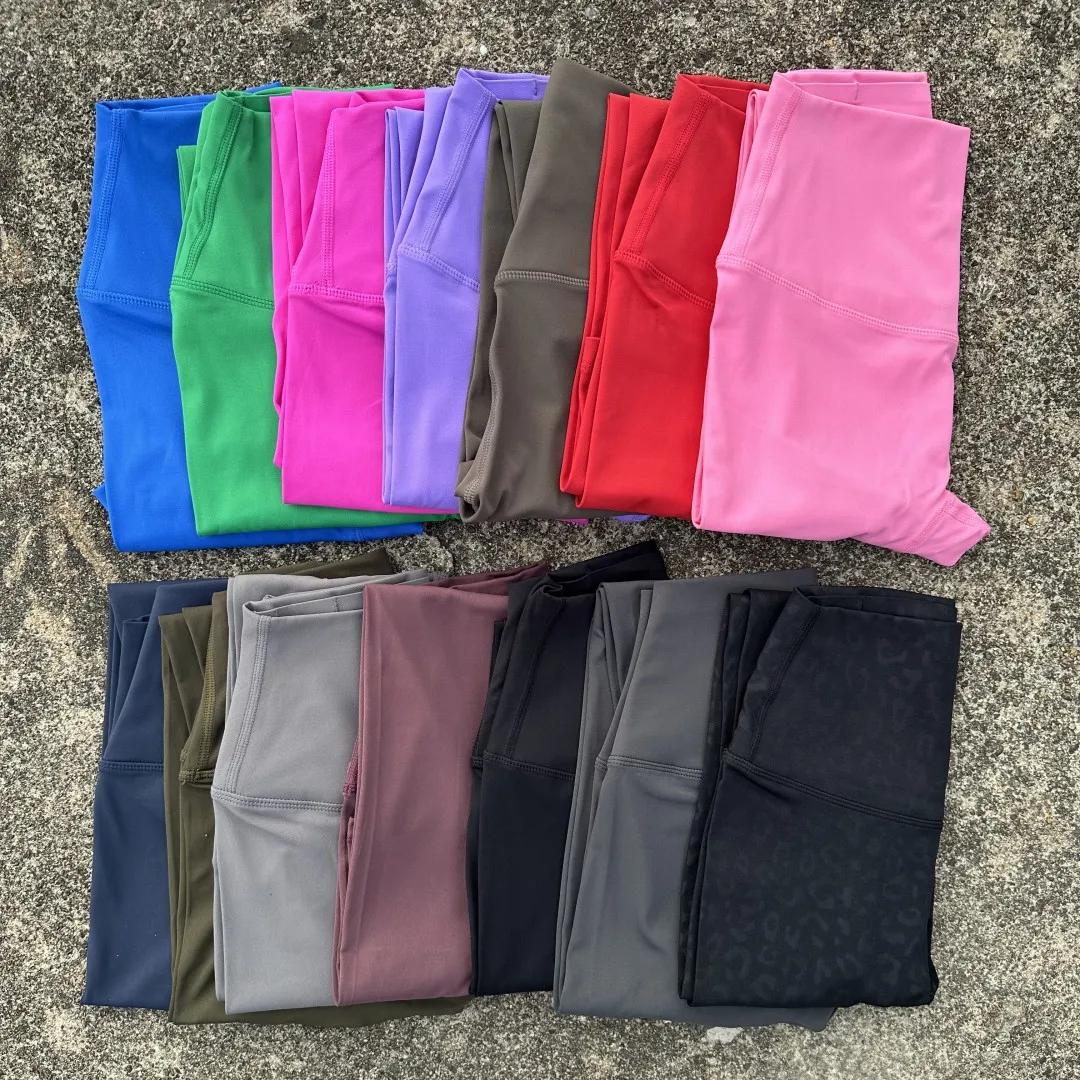 Couleur unie dos taille poche taille haute Fitness Yoga Legging doux femmes Sport pantalon serré beu