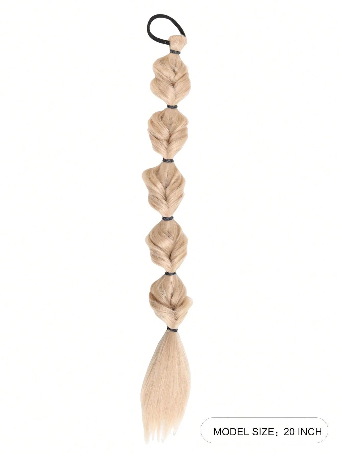 1 pièce Extensions de cheveux synthétiques tressées en bulles style lanterne avec élastique pour fem