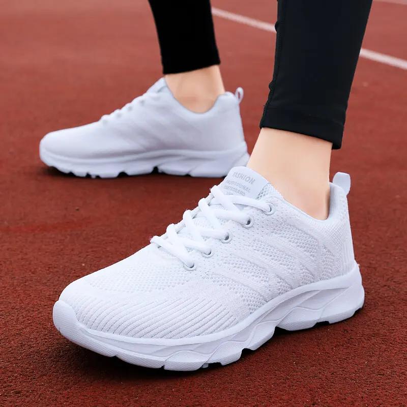 Baskets femme décontractées marche respirantes plates maille blanche mode 2024 sport