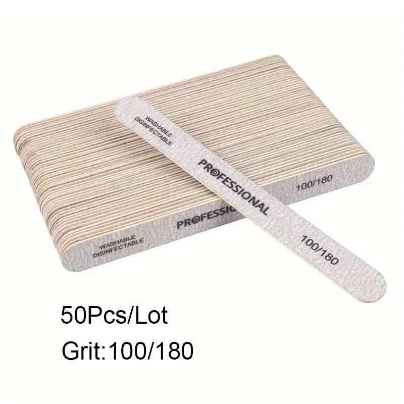 10/25/50 pièces lime à ongles 100/180/240 bloc tampon de ponçage en bois pédicure manucure UV Gel ve