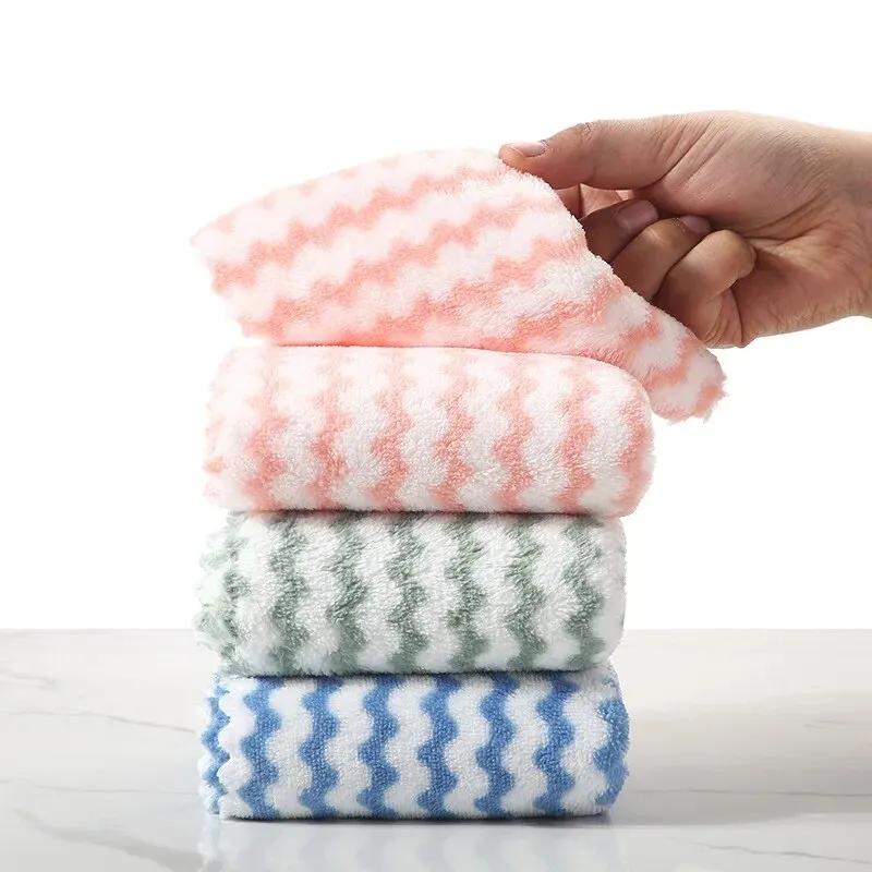 Lingettes de cuisine en velours de corail, 20 pièces, Design ondulé, lingettes absorbantes épaisses