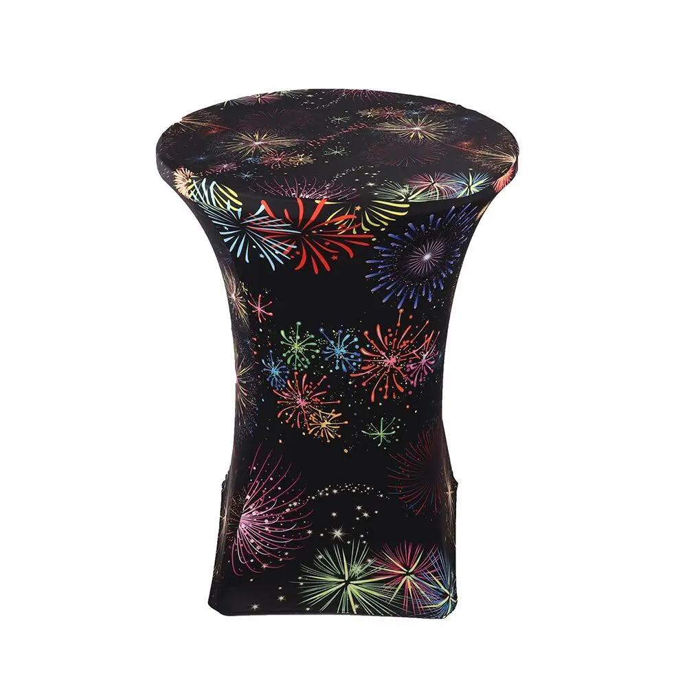 Couverture de support de cocktail à impression numérique ronde, grille de table commandée en spandex