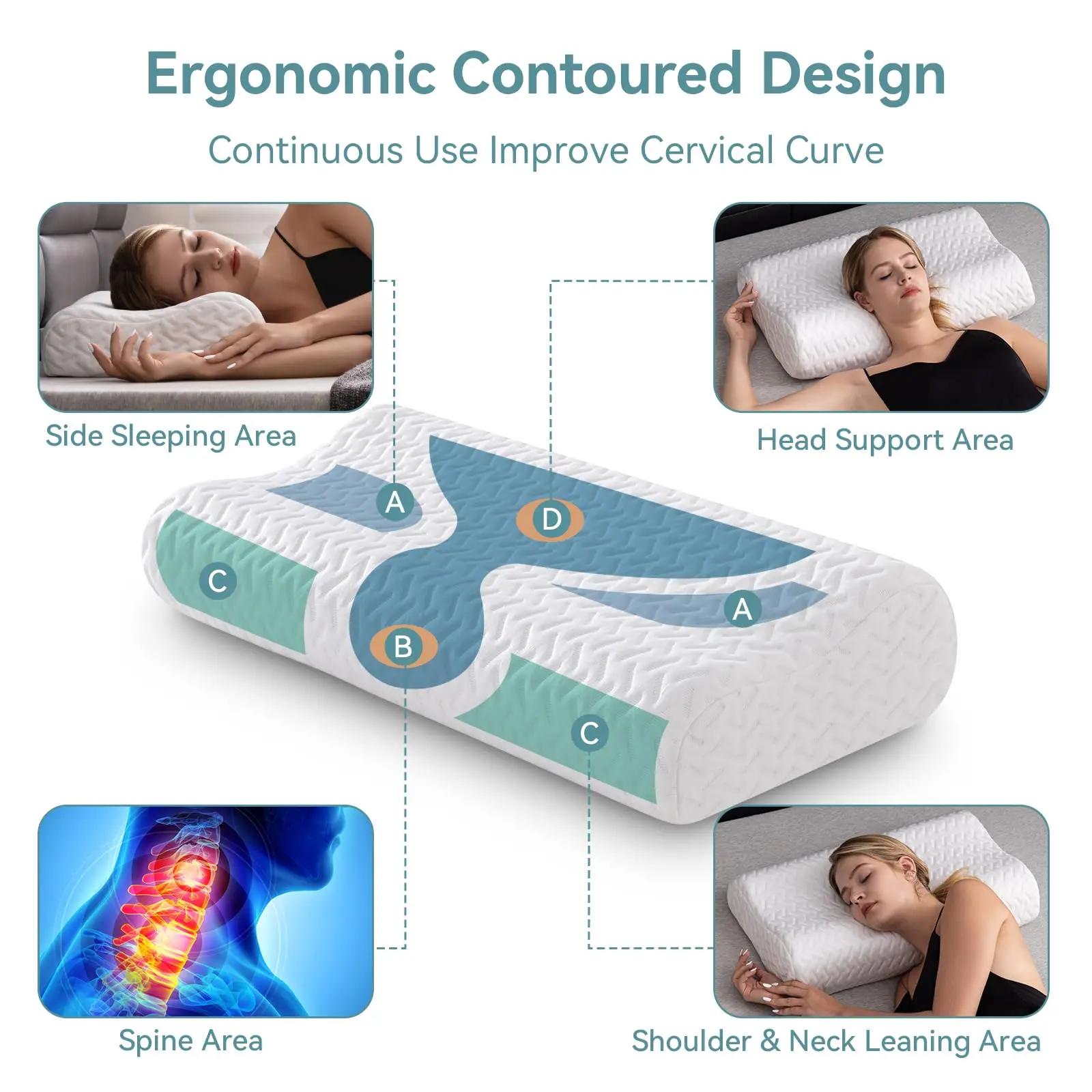 Hcore-Oreiller en mousse à mémoire de forme Ergonom, 1 pièce, pour le cou, les instituts oto, contou