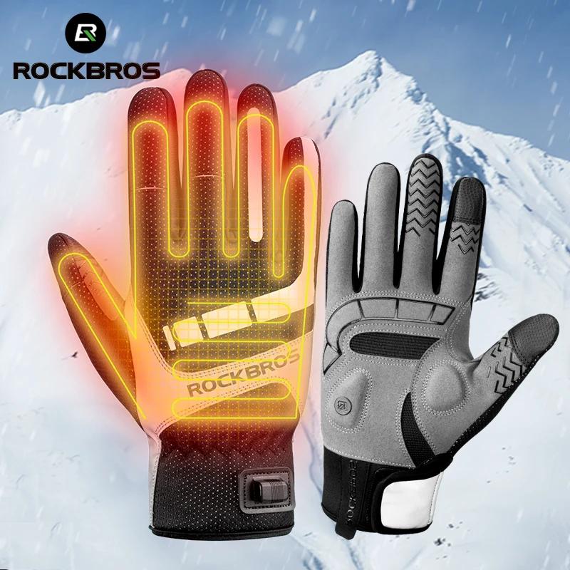 Gants vélo chauffants ROCKBROS SBR écran tactile USB coupe-vent hiver moto e-bike hommes femmes