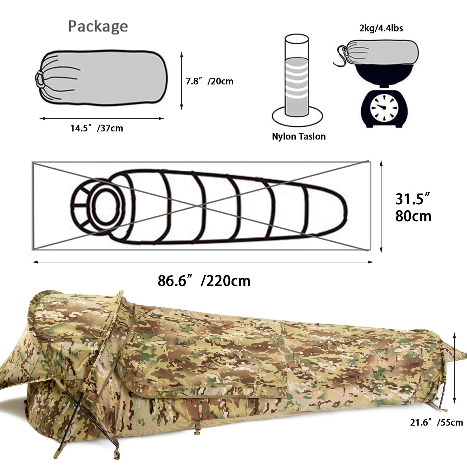 Tente militaire Hideaway Bivy légère et étanche, compacte, unipolaire, pour randonnée et randonnée