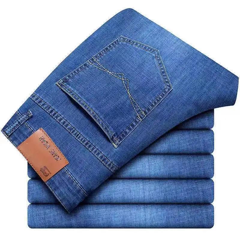 Jeans bleus pour hommes, pantalons décontractés et confortables, pantalons droits, vêtements de marq