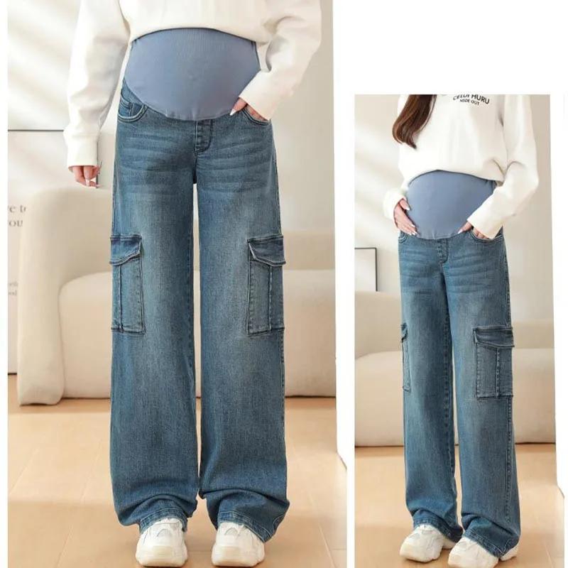 2025 maternité vintage lavé denim jean pour femmes enceintes vêtements taille élastique ventre panta
