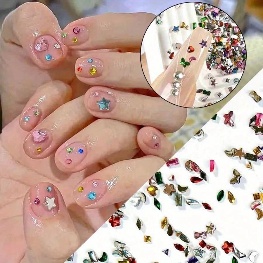 500/1000 pièces Mini Nail Art strass cristal résine Flatback diamants forme mixte étincelle bricolag