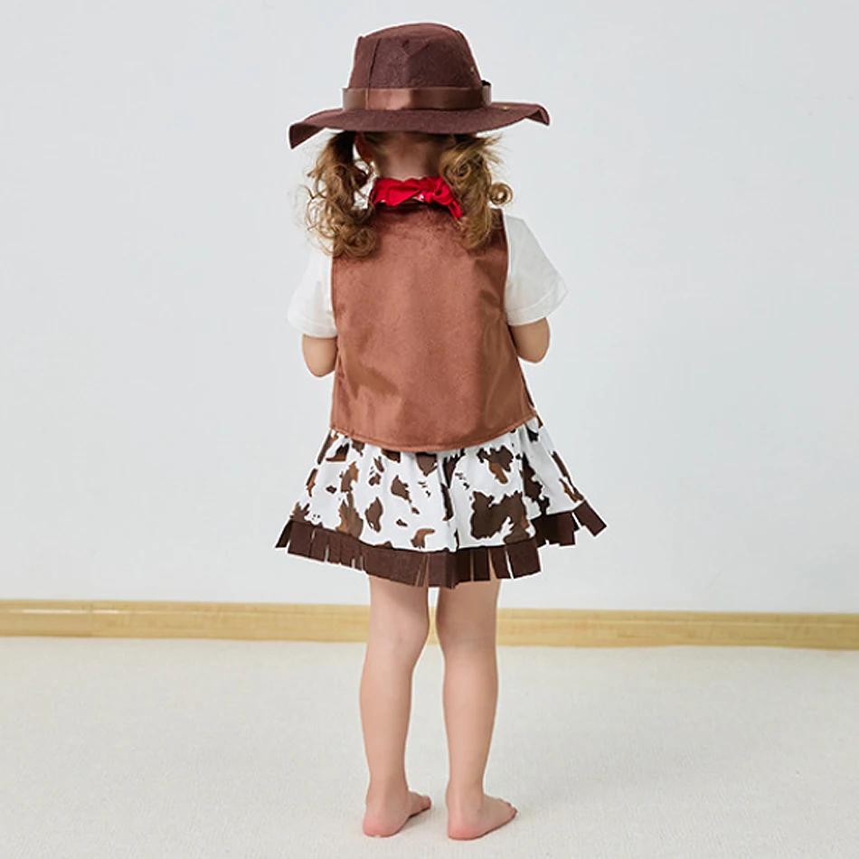 Ensemble de vêtements de cowgirl pour enfants, veste, jupe, chapeau, tenue de spectacle pour filles,