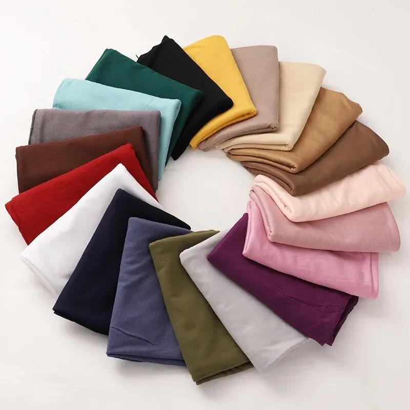 Foulard Hijab en Jersey de coton Modal, Long châle musulman, Turban uni et doux, couvre-chef pour fe