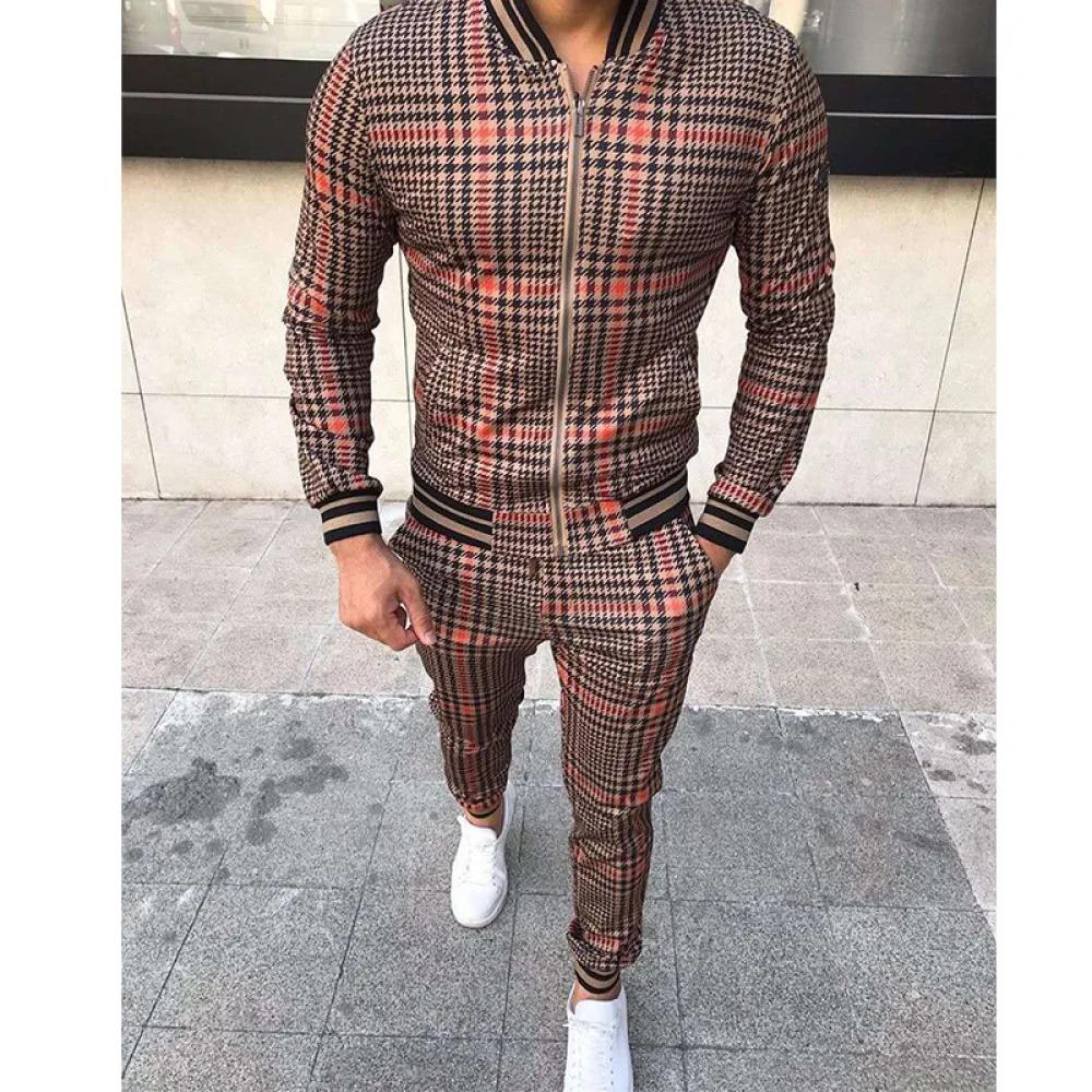 Nouveaux messieurs survêtement ensemble vestes ensembles hommes fermeture éclair costume hommes mode