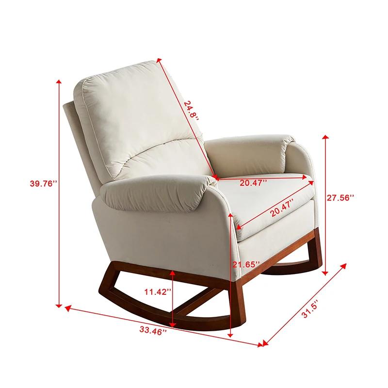 Chaise à Bascule Moderne et Confortable en Velours, Beige, pour Salon et Salle de Lecture