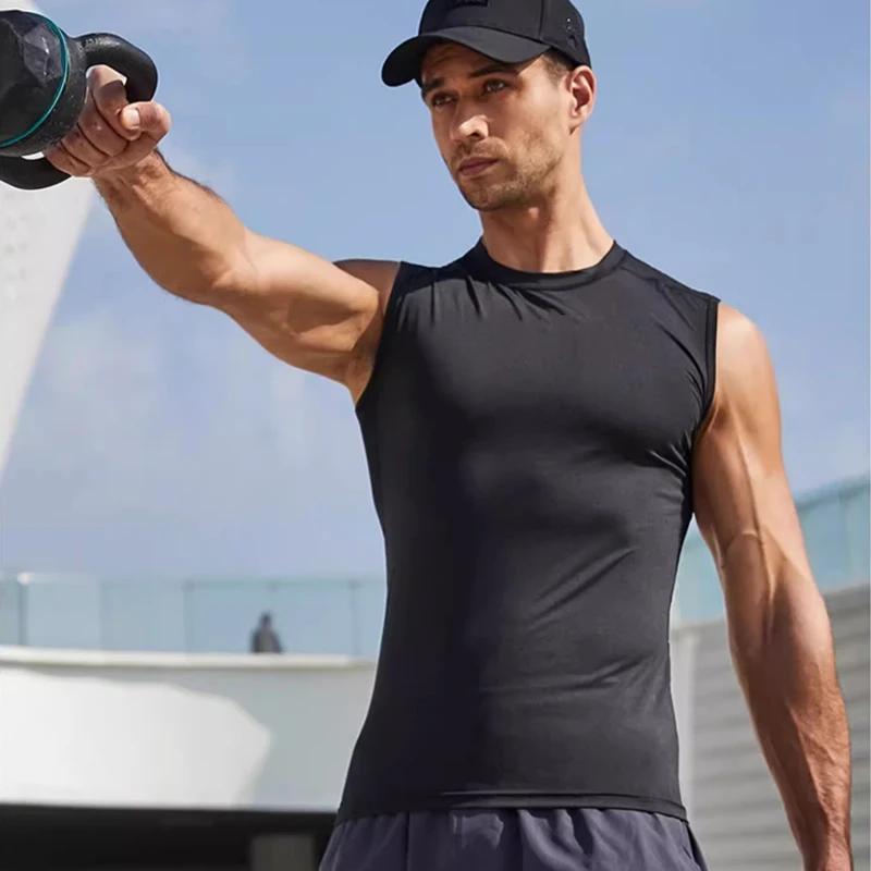 Débardeur de Compression pour hommes, chemise de gymnastique sans manches, séchage rapide, solide, v
