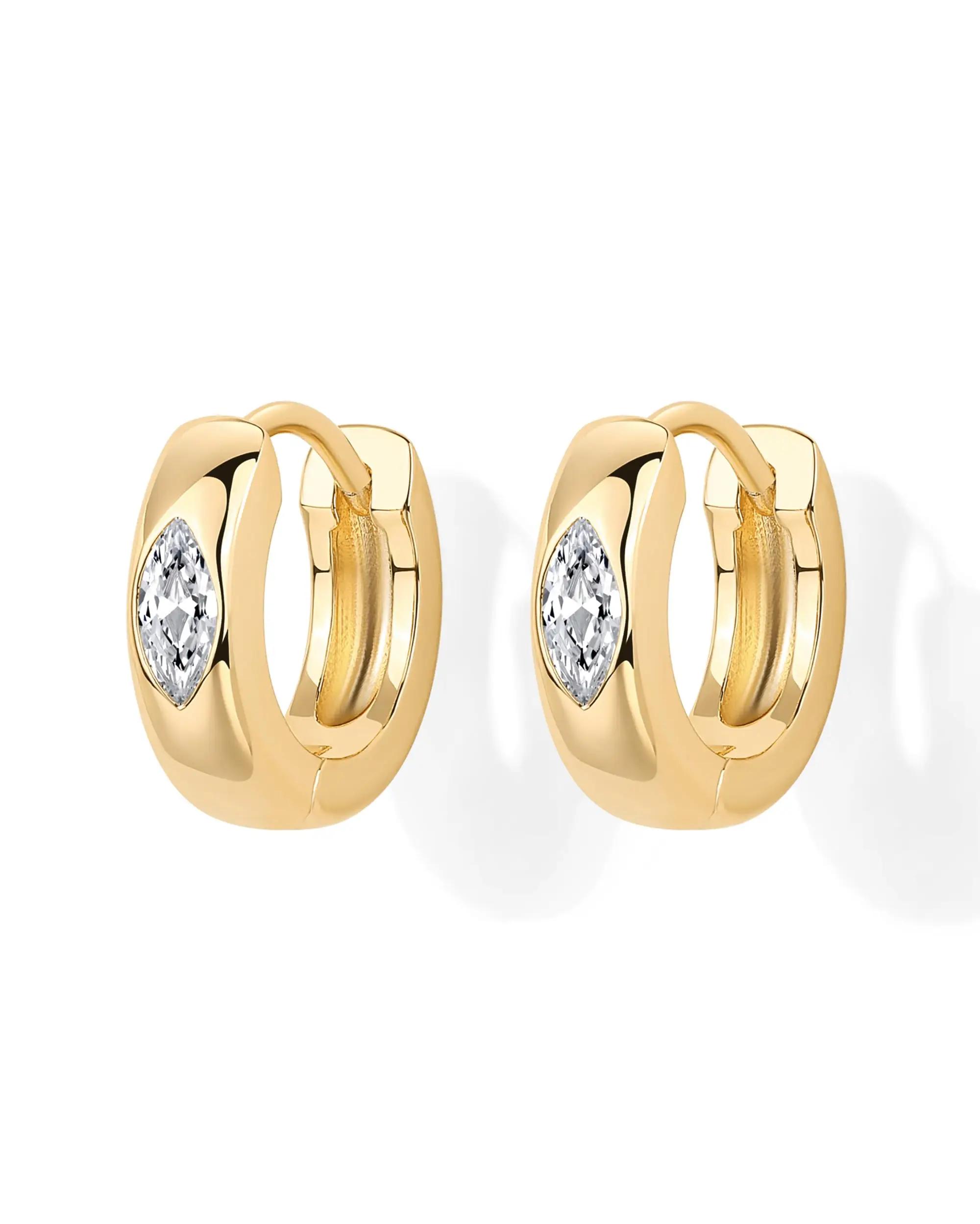 Shevalue – boucles d'oreilles créoles plaquées or 14 carats pour femmes, avec poteaux en argent Ster