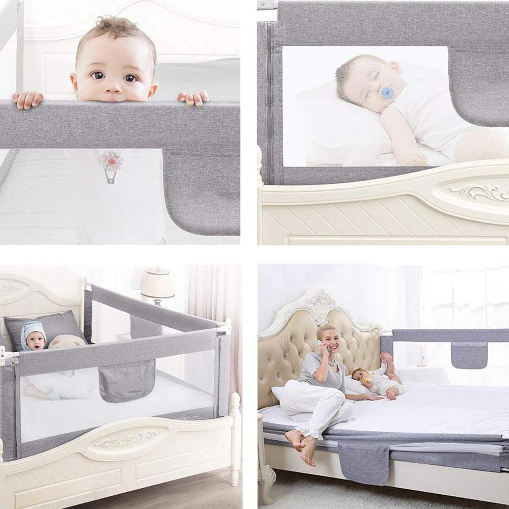 Barrière de Lit Extra-Large de 150 / 180 / 200 cm Protection de Lit pour Tout-Petit Accessoire de Ch