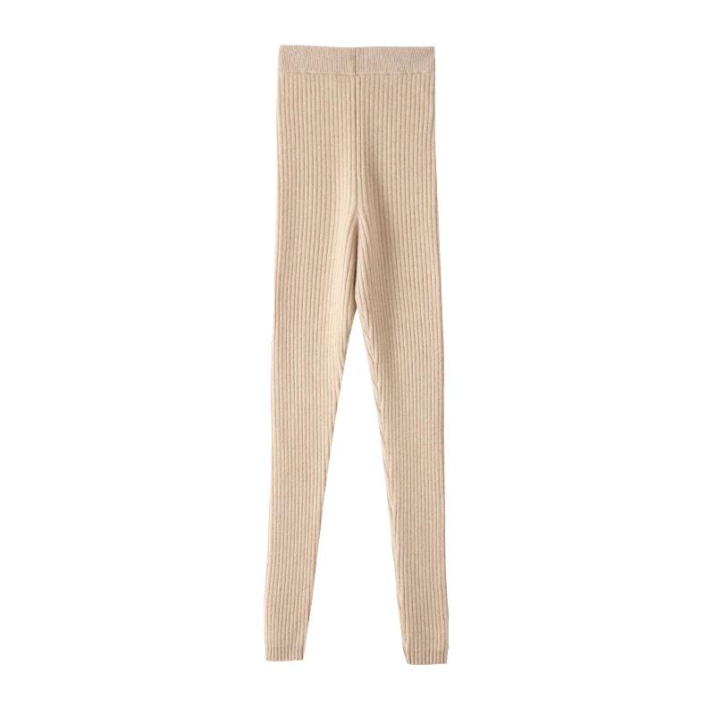 FJG-Pantalon long en cachemire élastique pour femme, legging en tricot pour femme, taille haute, 100