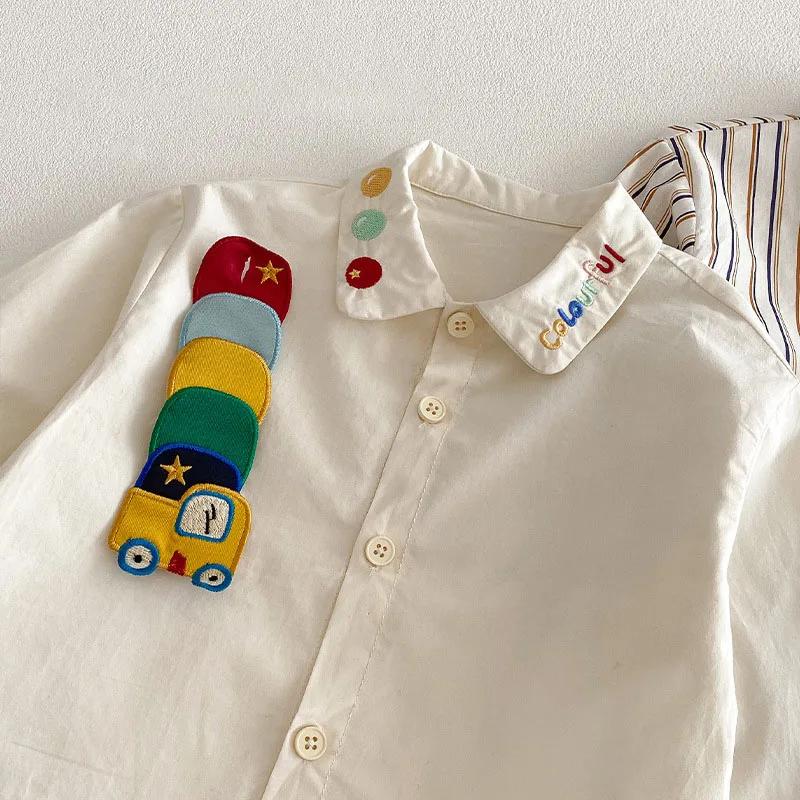 MILANCEL printemps enfants chemises 9M-5T dessin animé coloré voiture filles Blouse ingénierie véhic