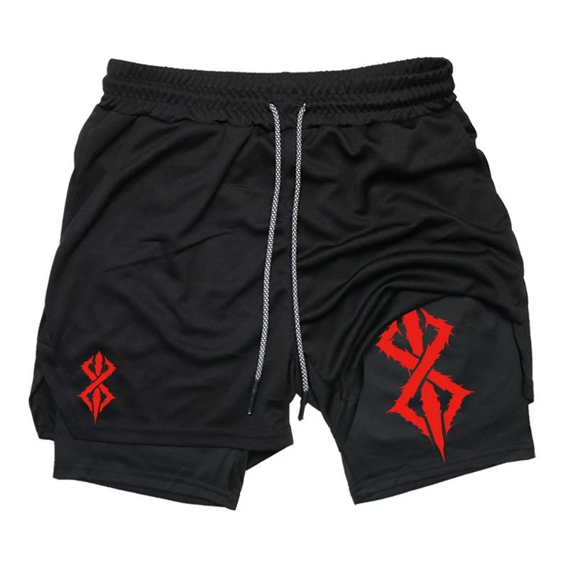 Short de Fitness Double couche pour hommes, Compression extensible, respirant, séchage rapide, exerc
