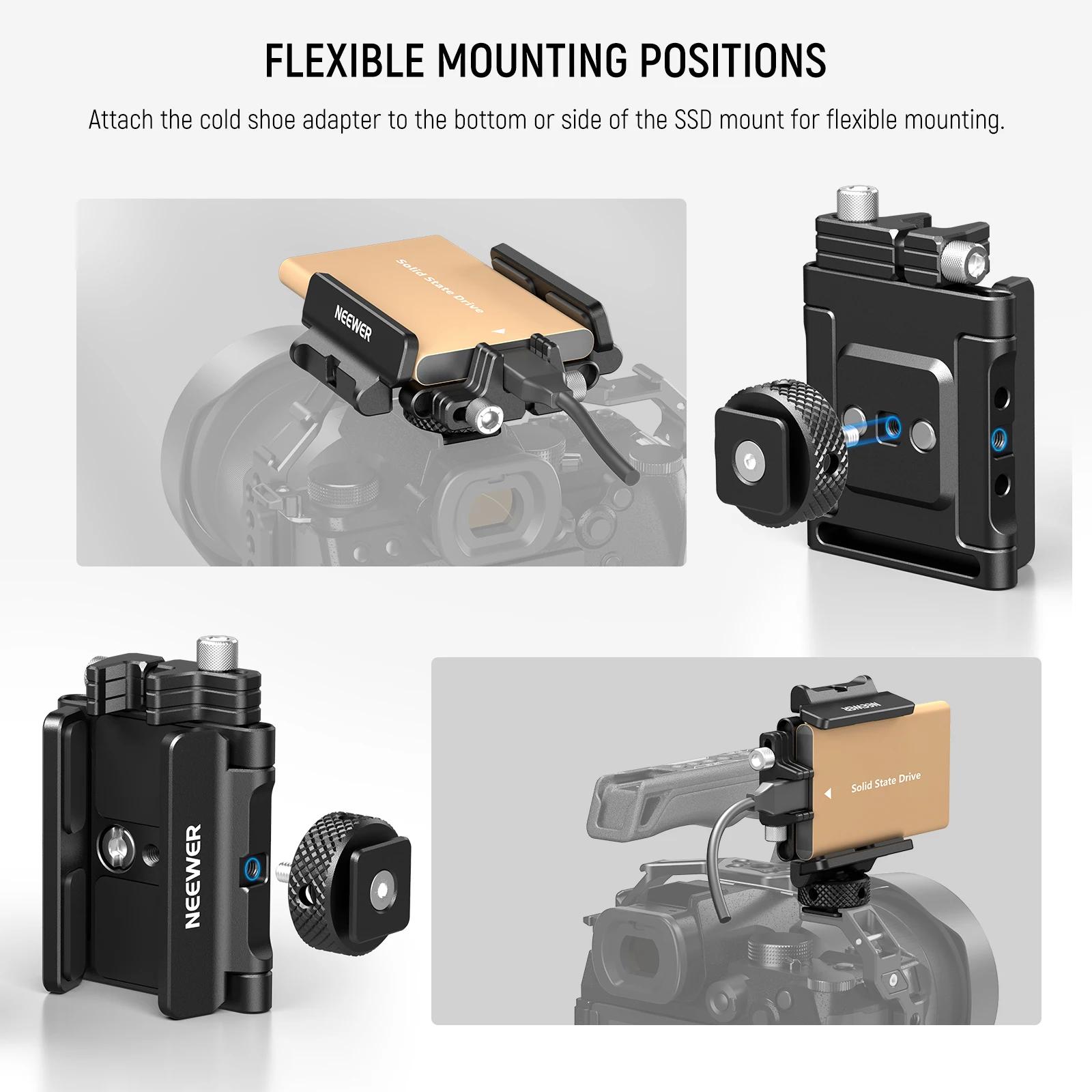 NEEWER Support de montage Support SSD avec serre-câble à chaussure froide, 1,6 "-2,6" pour Samsung T