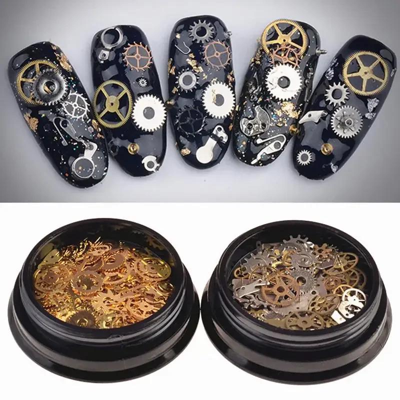 1 boîte de feuille de goujon d'engrenage en métal mixte Steampunk Nail Art décoration Dropsh dans le
