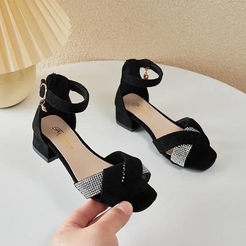 Chaussures Mary Jane pour enfants, pour fêtes, mariages, spectacles, sandales à talons bas plissées
