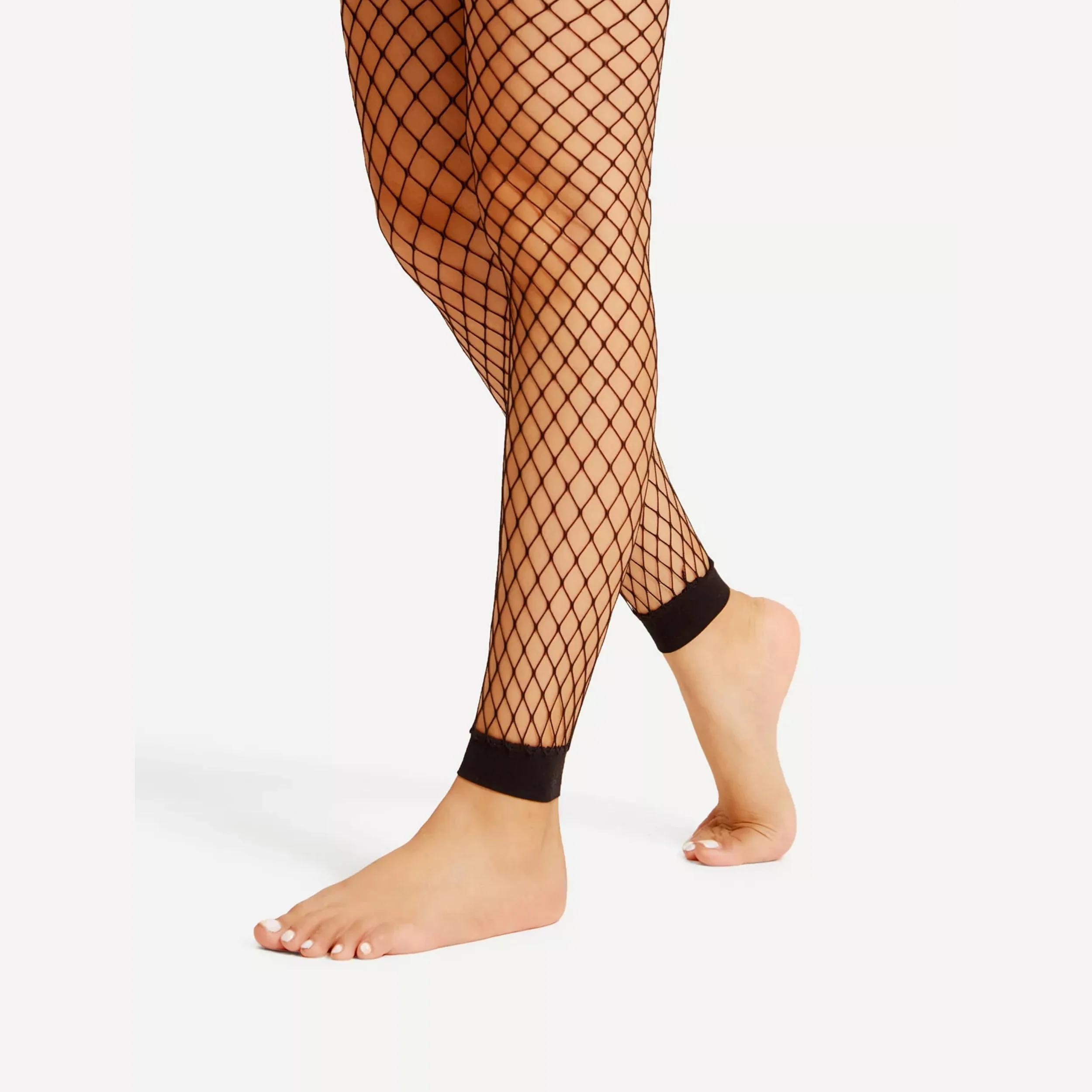 1 paires de chaussettes en maille à neuf points pour femmes, chaussettes Sexy en résille creuse, Leg