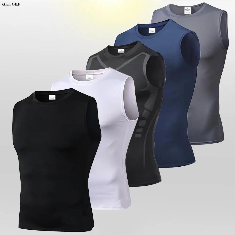 Hommes séchage rapide course T-Shirts Compression gilet sans manches séchage rapide Jersey chemise d