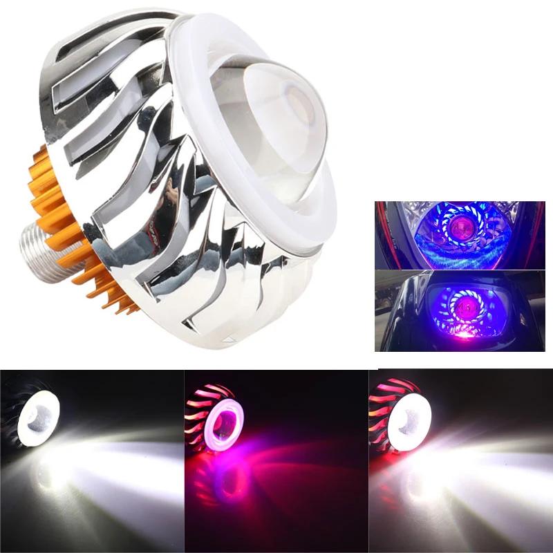 1 pièces voiture moto phare LED ange diable yeux phare projecteur lentille haut/bas faisceau strobos