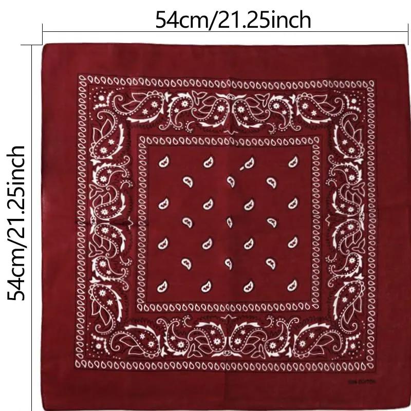 Hip Hop Cowboy Paisley écharpe grand bandana tête écharpe carrée hommes femmes 55x55 cm noir rouge b