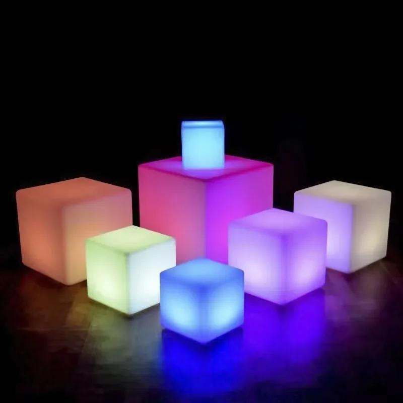 Siège Cube électroluminescent LED télécommandé pour l'extérieur, 16 couleurs, tabourets de Bar KTV,